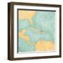 Map Of Caribbean - Dominican Republic (Vintage Series)-Tindo-Framed Art Print