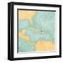 Map Of Caribbean - Dominican Republic (Vintage Series)-Tindo-Framed Art Print