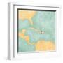 Map Of Caribbean - Dominican Republic (Vintage Series)-Tindo-Framed Art Print