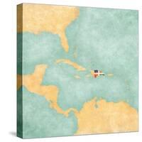 Map Of Caribbean - Dominican Republic (Vintage Series)-Tindo-Stretched Canvas