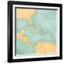 Map Of Caribbean - Dominican Republic (Vintage Series)-Tindo-Framed Art Print