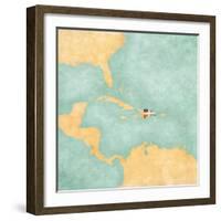 Map Of Caribbean - Dominican Republic (Vintage Series)-Tindo-Framed Art Print