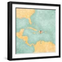 Map Of Caribbean - Dominican Republic (Vintage Series)-Tindo-Framed Art Print