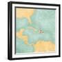 Map Of Caribbean - Dominican Republic (Vintage Series)-Tindo-Framed Art Print