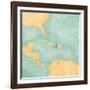 Map Of Caribbean - Haiti (Vintage Series)-Tindo-Framed Art Print