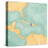 Map Of Caribbean - Haiti (Vintage Series)-Tindo-Stretched Canvas