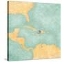 Map Of Caribbean - Haiti (Vintage Series)-Tindo-Stretched Canvas