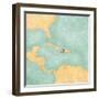 Map Of Caribbean - Haiti (Vintage Series)-Tindo-Framed Art Print