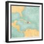 Map Of Caribbean - Haiti (Vintage Series)-Tindo-Framed Art Print