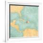 Map Of Caribbean - Haiti (Vintage Series)-Tindo-Framed Art Print