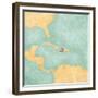 Map Of Caribbean - Haiti (Vintage Series)-Tindo-Framed Premium Giclee Print