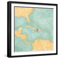 Map Of Caribbean - Haiti (Vintage Series)-Tindo-Framed Premium Giclee Print