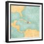 Map Of Caribbean - Haiti (Vintage Series)-Tindo-Framed Premium Giclee Print