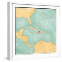 Map Of Caribbean - Haiti (Vintage Series)-Tindo-Framed Premium Giclee Print