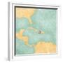 Map Of Caribbean - Haiti (Vintage Series)-Tindo-Framed Premium Giclee Print