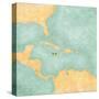 Map Of Caribbean - Jamaica (Vintage Series)-Tindo-Stretched Canvas