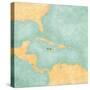 Map Of Caribbean - Jamaica (Vintage Series)-Tindo-Stretched Canvas