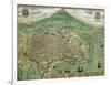 Map of Catania, from "Civitates Orbis Terrarum" by Georg Braun and Frans Hogenberg, circa 1572-Joris Hoefnagel-Framed Giclee Print