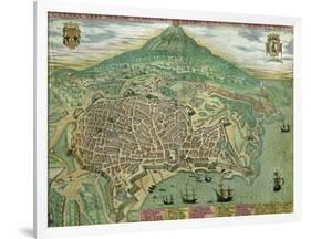 Map of Catania, from "Civitates Orbis Terrarum" by Georg Braun and Frans Hogenberg, circa 1572-Joris Hoefnagel-Framed Giclee Print