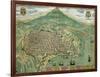 Map of Catania, from "Civitates Orbis Terrarum" by Georg Braun and Frans Hogenberg, circa 1572-Joris Hoefnagel-Framed Giclee Print