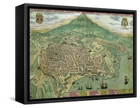 Map of Catania, from "Civitates Orbis Terrarum" by Georg Braun and Frans Hogenberg, circa 1572-Joris Hoefnagel-Framed Stretched Canvas