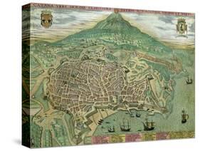 Map of Catania, from "Civitates Orbis Terrarum" by Georg Braun and Frans Hogenberg, circa 1572-Joris Hoefnagel-Stretched Canvas