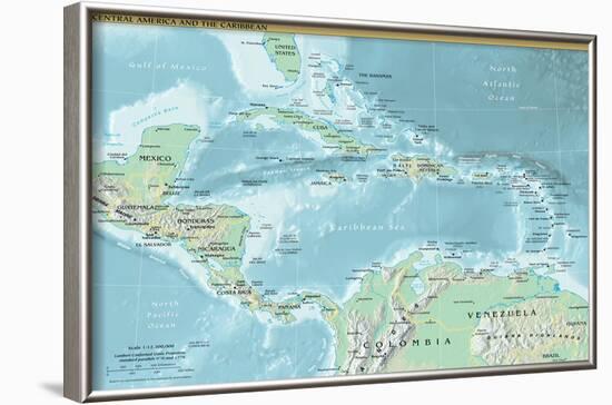 Map of Central America and the Caribbean (Political) Art Poster Print-null-Framed Poster