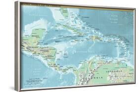 Map of Central America and the Caribbean (Political) Art Poster Print-null-Framed Poster