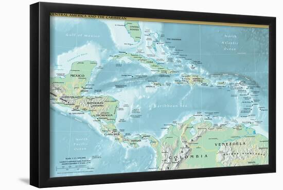 Map of Central America and the Caribbean (Political) Art Poster Print-null-Framed Poster