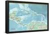 Map of Central America and the Caribbean (Political) Art Poster Print-null-Framed Poster