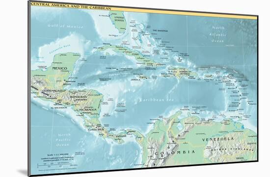 Map of Central America and the Caribbean (Political) Art Poster Print-null-Mounted Poster