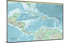 Map of Central America and the Caribbean (Political) Art Poster Print-null-Mounted Poster