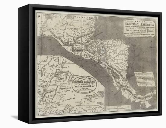 Map of Central America-John Dower-Framed Stretched Canvas