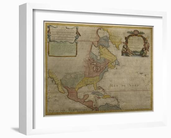 Map of Central and North America, Published in 1700, Paris-Guillaume Delisle-Framed Giclee Print