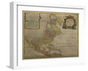 Map of Central and North America, Published in 1700, Paris-Guillaume Delisle-Framed Giclee Print