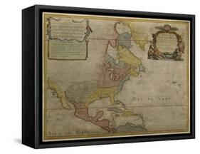 Map of Central and North America, Published in 1700, Paris-Guillaume Delisle-Framed Stretched Canvas