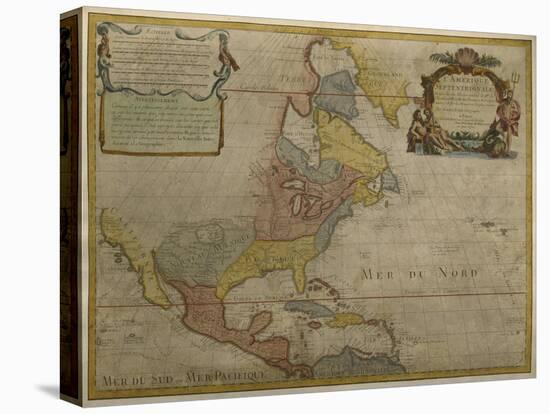Map of Central and North America, Published in 1700, Paris-Guillaume Delisle-Stretched Canvas