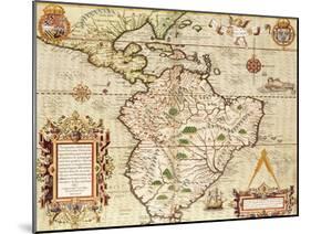 Map of Central and South America, from "Americae Tertia Pars..", 1562-Theodor de Bry-Mounted Giclee Print