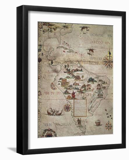 Map of Central and Southern America, 1550-null-Framed Giclee Print