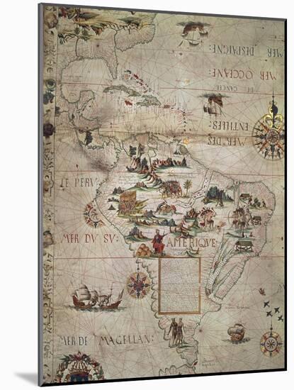 Map of Central and Southern America, 1550-null-Mounted Giclee Print