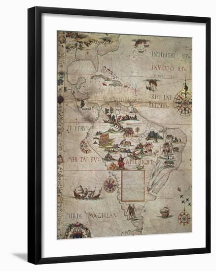 Map of Central and Southern America, 1550-null-Framed Giclee Print