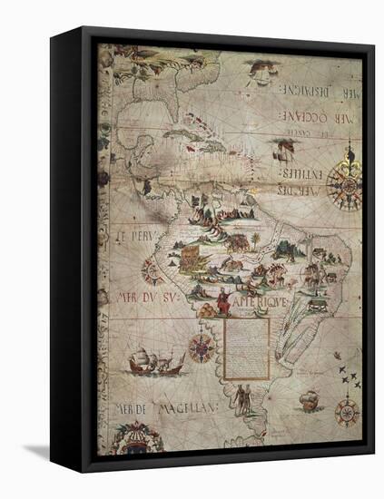 Map of Central and Southern America, 1550-null-Framed Stretched Canvas