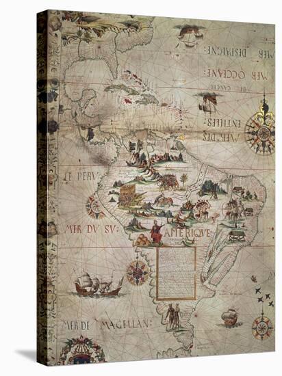 Map of Central and Southern America, 1550-null-Stretched Canvas