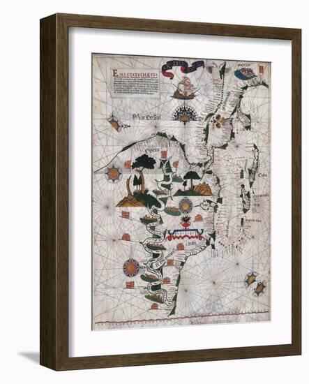 Map of Central and Southern America and Cuba, Hispaniola and Puerto Rico Islands-Lazaro Luis-Framed Giclee Print