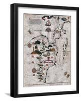 Map of Central and Southern America and Cuba, Hispaniola and Puerto Rico Islands-Lazaro Luis-Framed Giclee Print