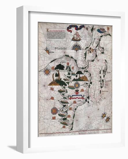 Map of Central and Southern America and Cuba, Hispaniola and Puerto Rico Islands-Lazaro Luis-Framed Giclee Print