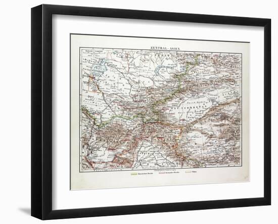 Map of Central Asia Afghanistan Pakistan Republic of Tajikistan Turkmenistan the Republic of Uzbeki-null-Framed Giclee Print