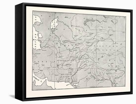 Map of Central Asia-null-Framed Stretched Canvas