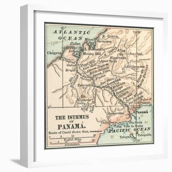 Map of Central Panama (C. 1900)-Encyclopaedia Britannica-Framed Art Print