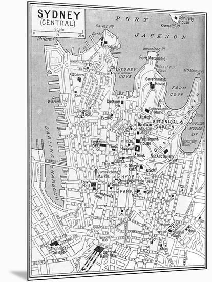 Map of Central Sydney, New South Wales, Australia, C1924-null-Mounted Giclee Print